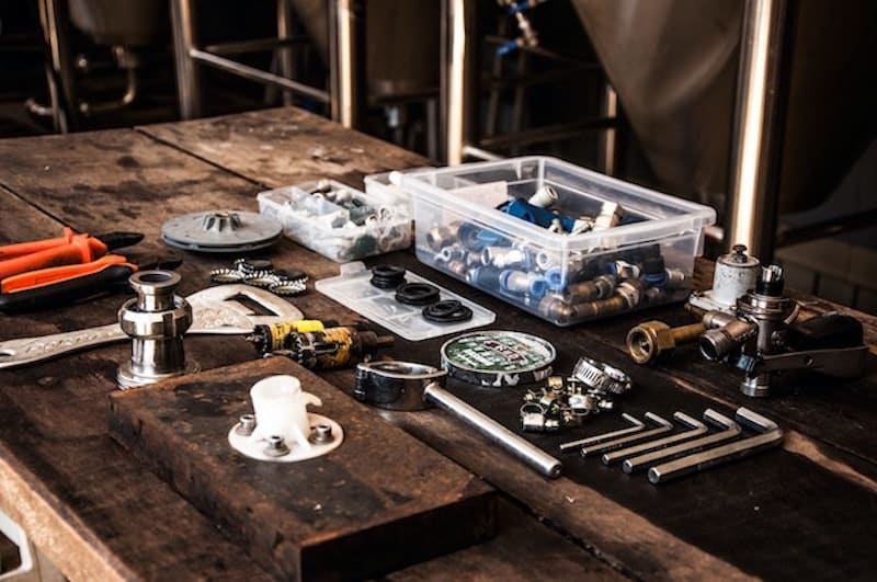 Various plumbing tools on a table