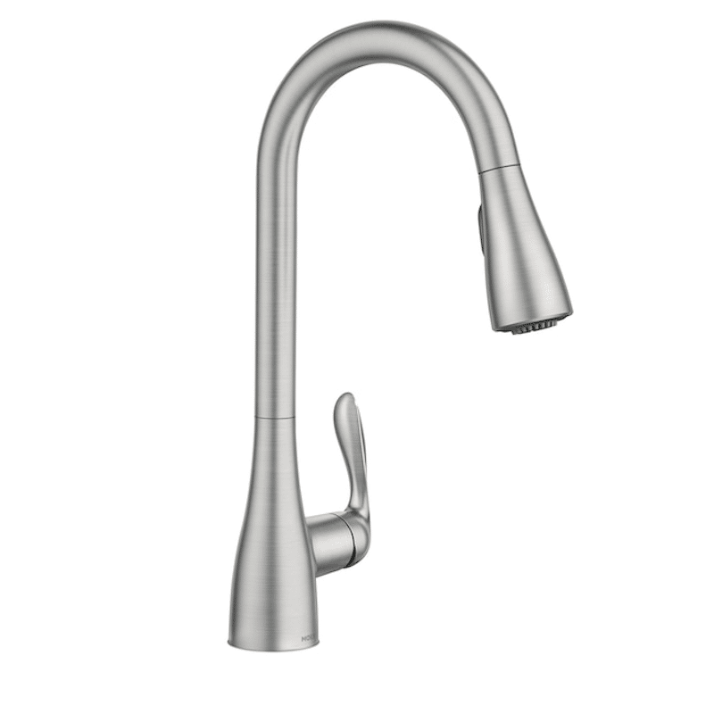 A silver kitchen faucet 