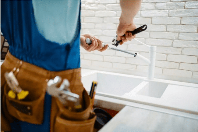 A plumber conducting an inspection 