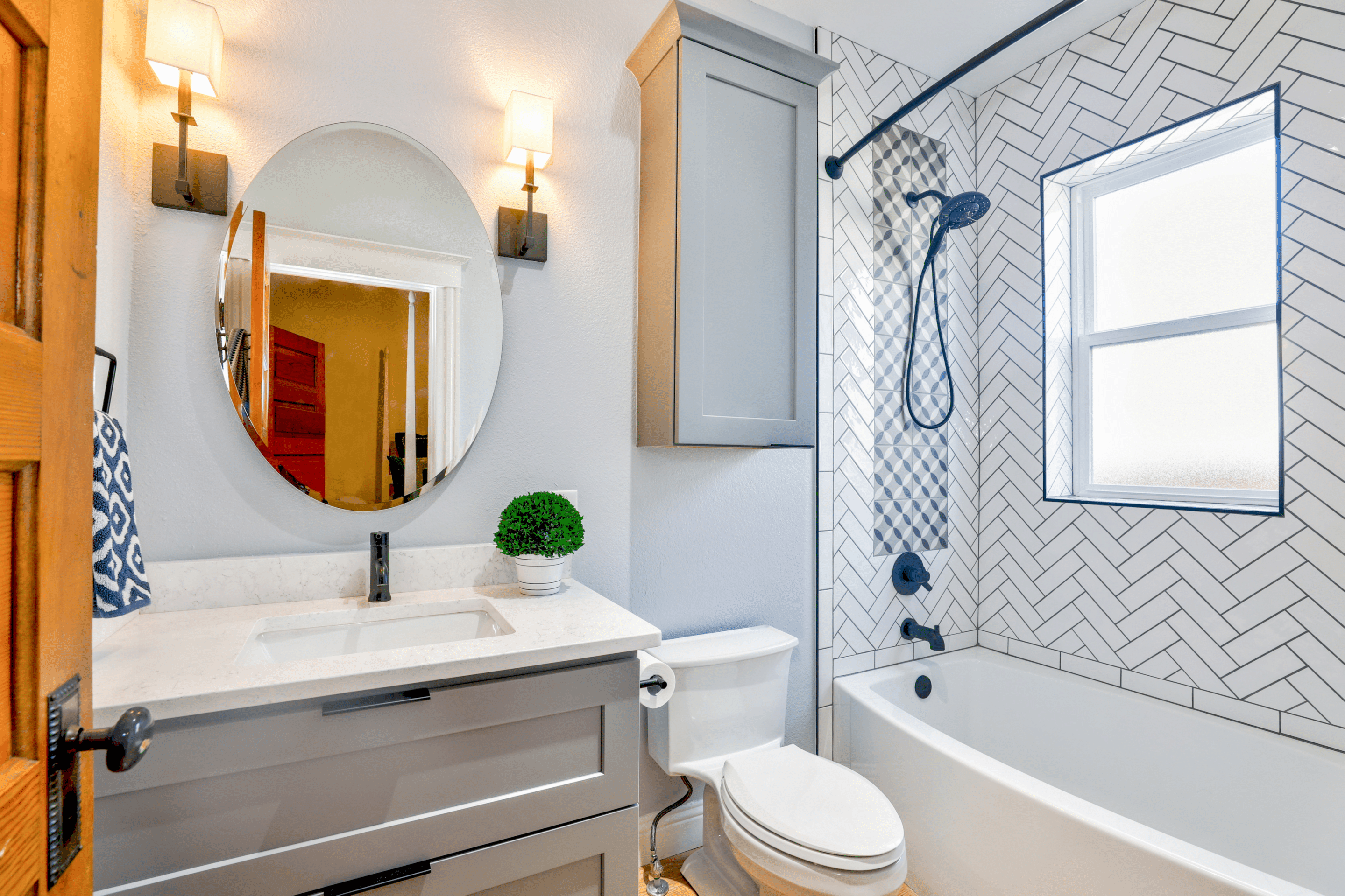 bathroom, shower, mirror