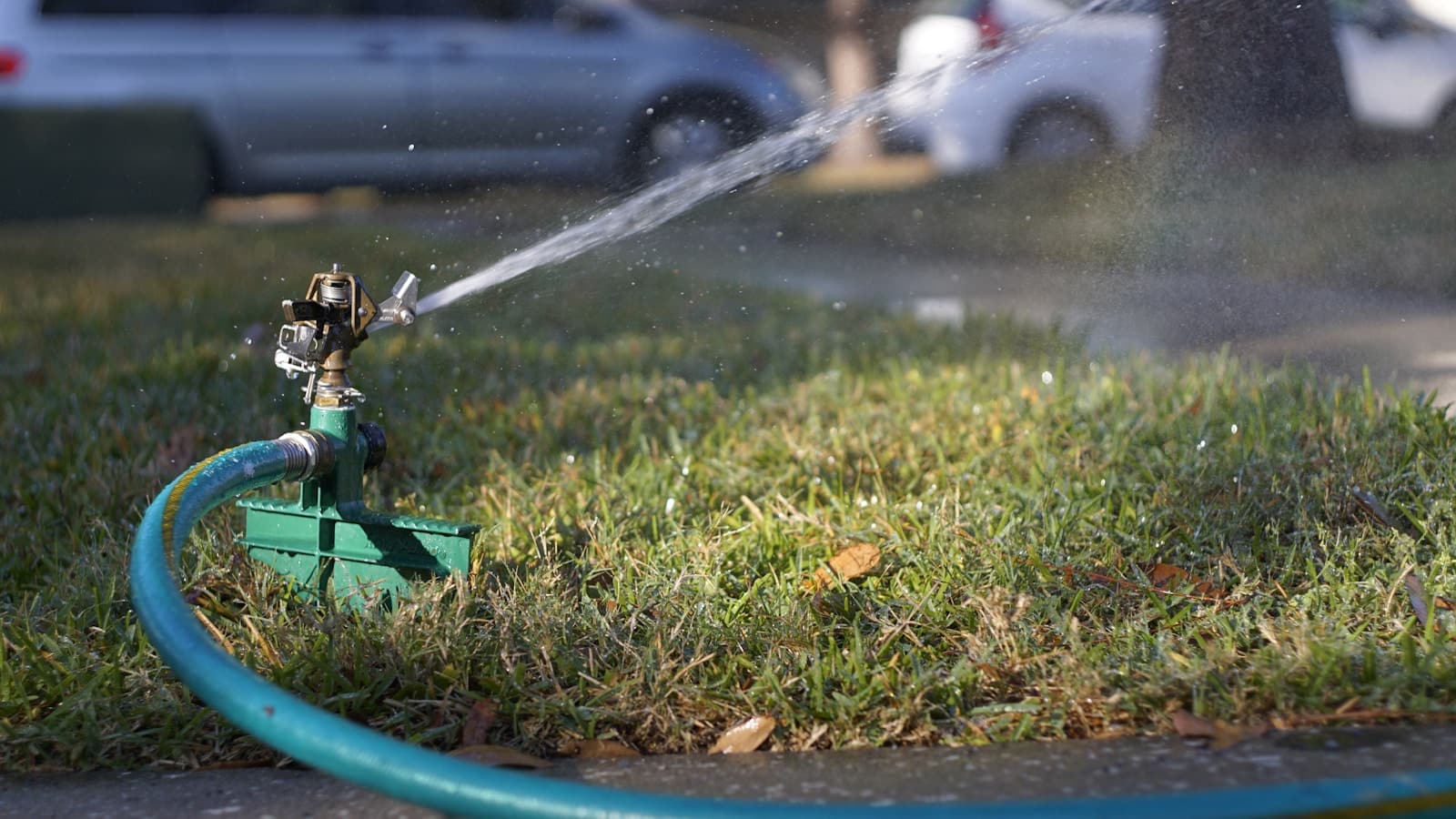 green and black plastic toy on green plastic container sprinkler system