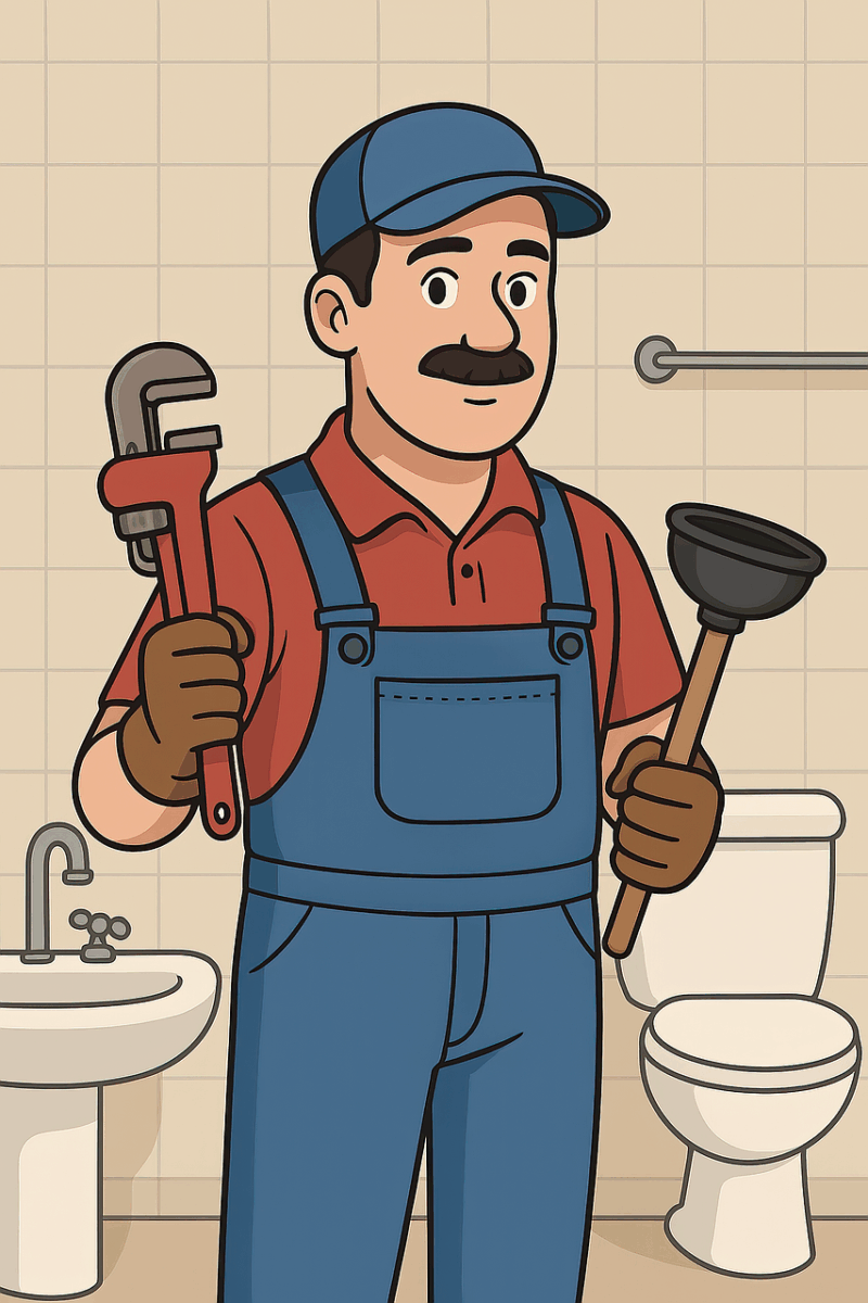 plumber, repair, toilet, maintenance, mechanic, man, nature, handyman, work, janitor, wrench, tool, water, pipe, ai generated