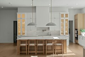 Modern kitchen with island and bar stools