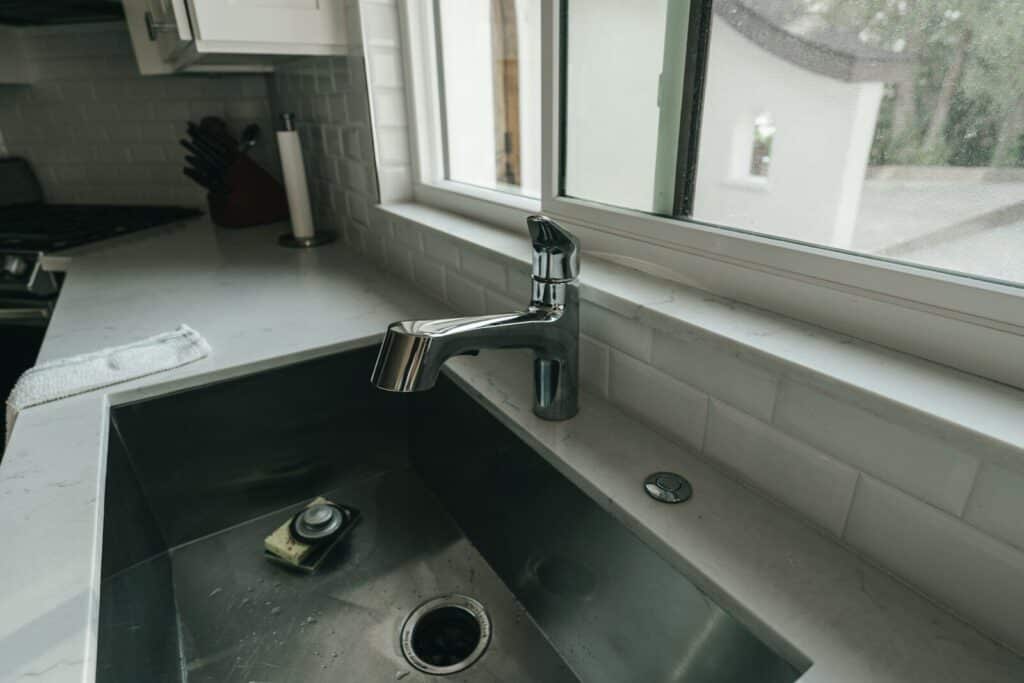 a sink with a faucet